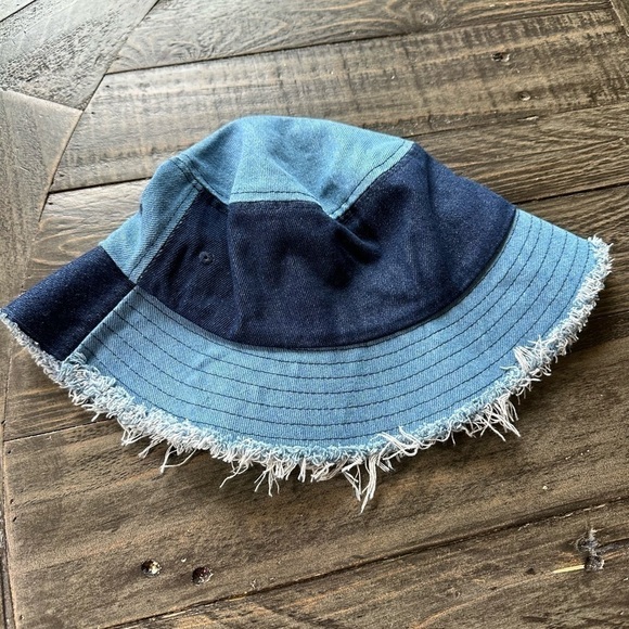 Y2K DENIM PATCHWORK BUCKET HAT Streetwear - Picture 1 of 5